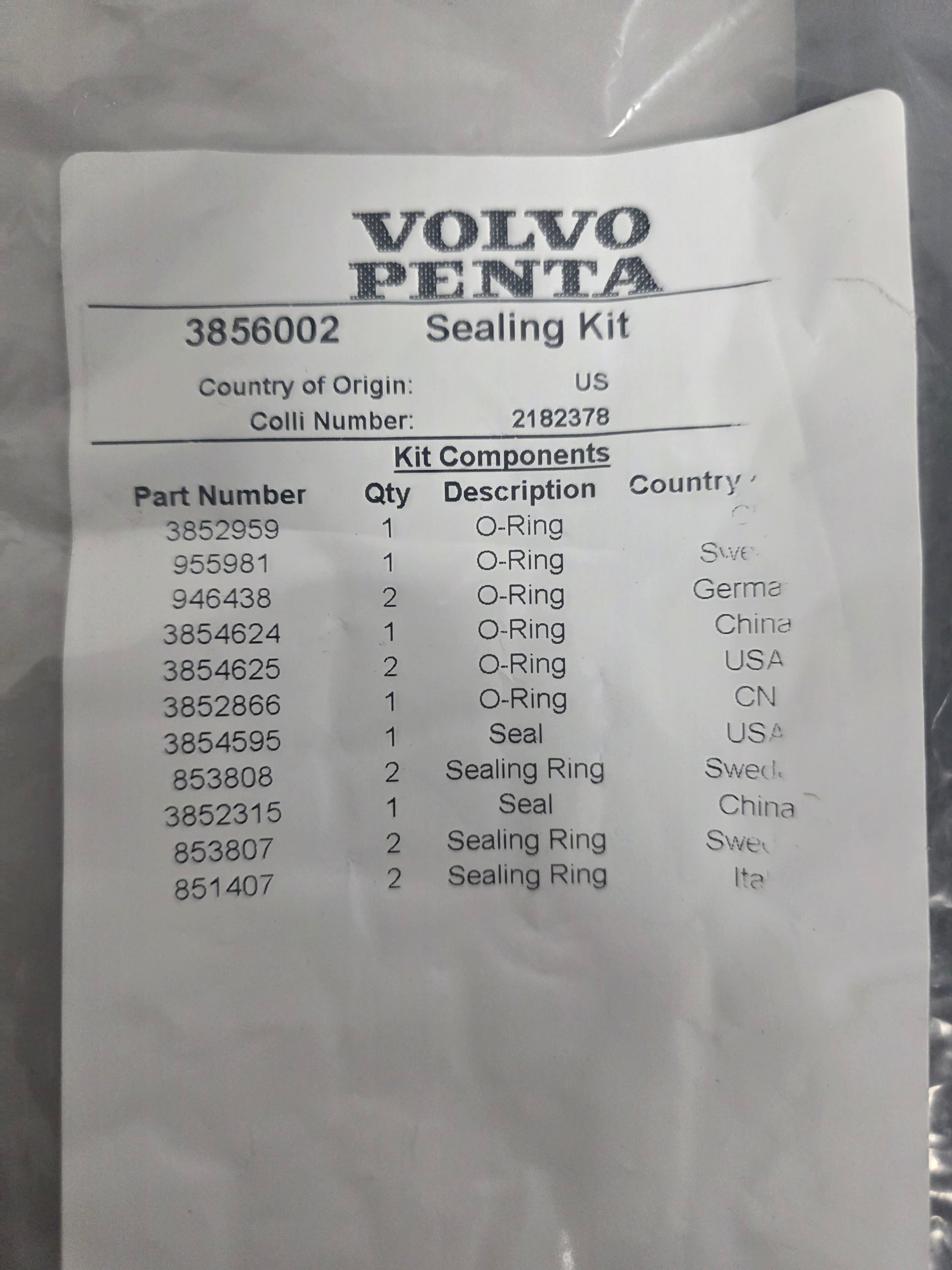 3856002 Sealing Kit | Genuine Volvo Penta Part - photo 3 of 11