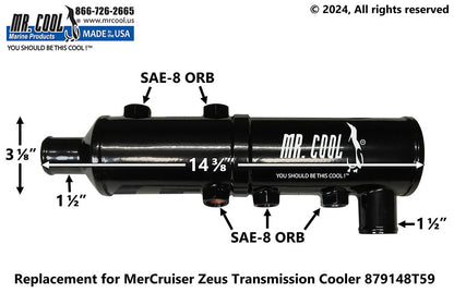 879148T59 / 8M0181739 Aftermarket Mercruiser Zeus 3000 Vertical Transmission/Power Steering Oil Cooler | Sawley's Select Marine Parts