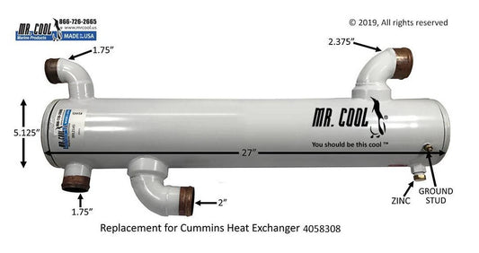 4058308 / 3912145CN Aftermarket Cummins 6CTA 8.3/QSM11 Heat Exchanger 5 x 27 in | Sawley's Select Marine Parts