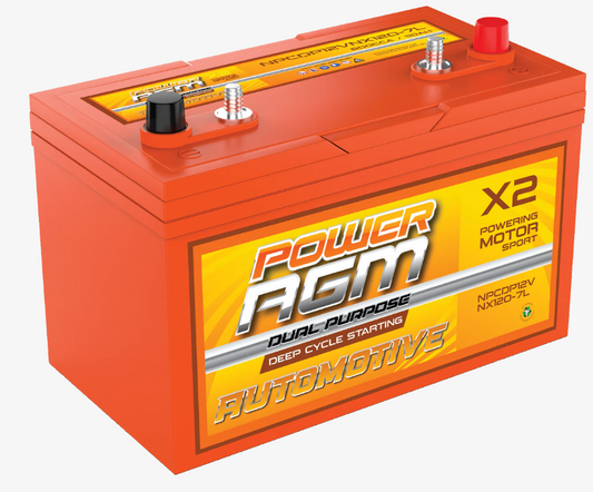 NPCDP12VNX120-7L Power Crank 110 AH 800 CCA Battery | Dual Purpose AGM Automotive Deep Cycle Starting