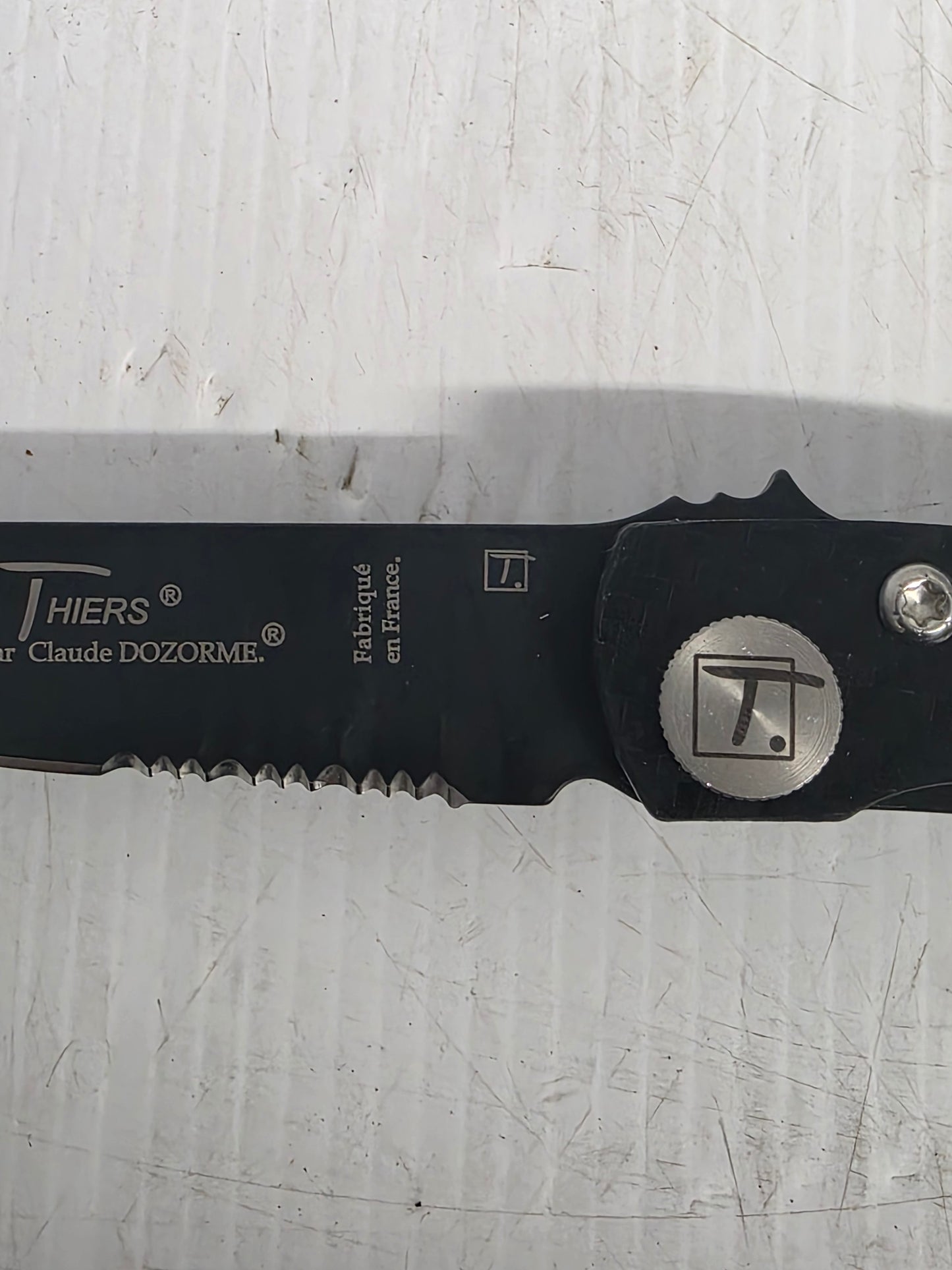 CD.171.03N Claude Dozorme 11cm Teflon Stainless Steel Pocket Knife (Liner Lock, Black Carbon Handle)