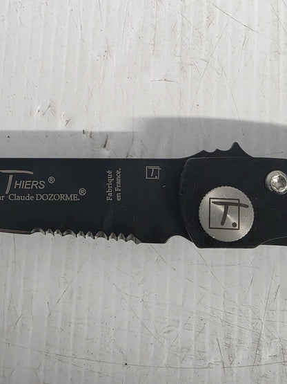 CD.171.03N Claude Dozorme 11cm Teflon Stainless Steel Pocket Knife (Liner Lock, Black Carbon Handle)
