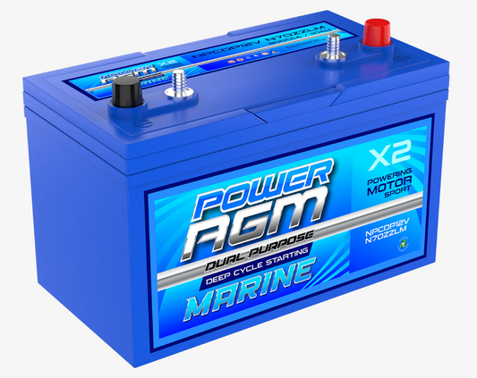 NPCDP12VN70ZZLM Power Crank 110 AH 800 CCA Battery | Dual Purpose AGM Marine Deep Cycle Starting