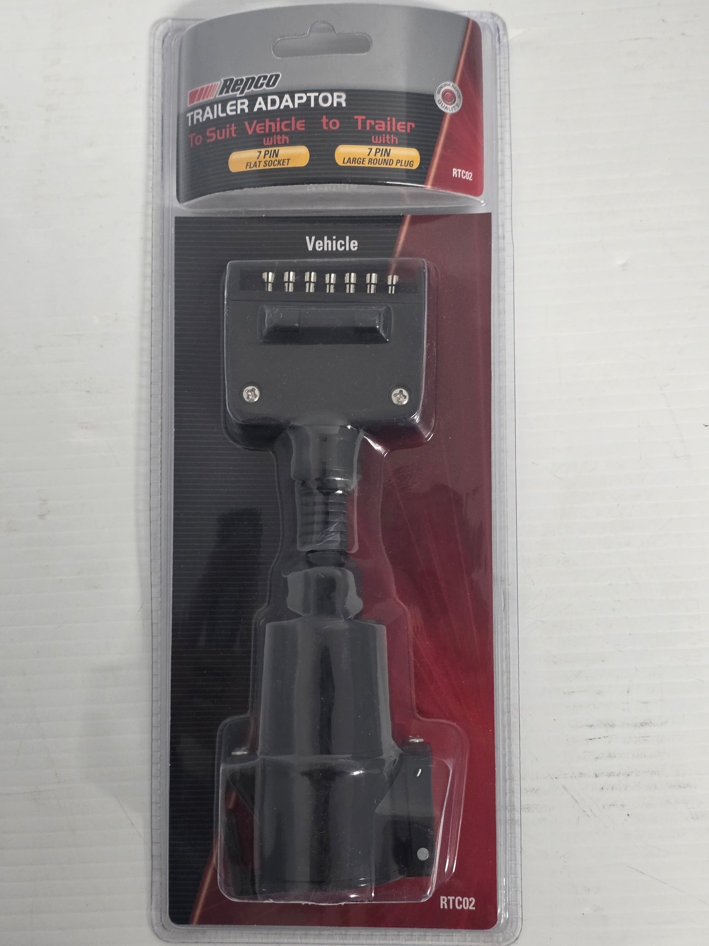 RTC02 Repco 7 Pin Flat To 7 Pin Round Trailer Plug Adaptor Large | Marine Trailer Part