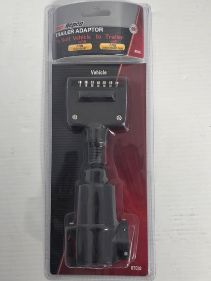 RTC02 Repco 7 Pin Flat To 7 Pin Round Trailer Plug Adaptor Large | Marine Trailer Part