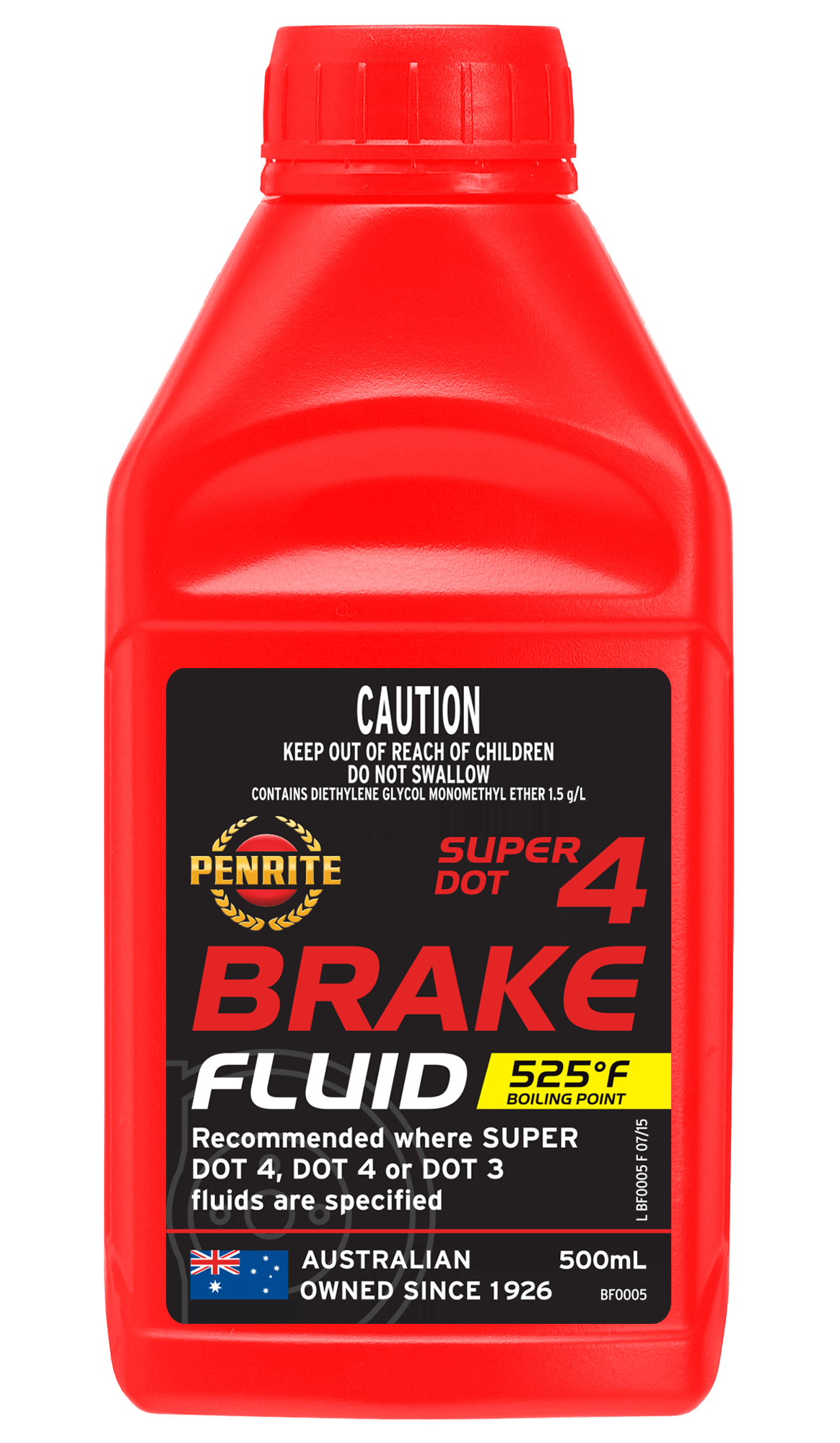 BF0005 Penrite Brake Fluid Super DOT 4 0.5L | Genuine Penrite Lubricants