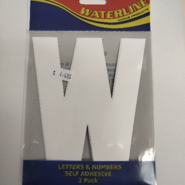 54725W Boat Letter W White 6" Pack of 2 | Vessel Identification Stickers