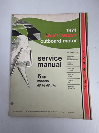 1974 Johnson 6HP Service Manual | Genuine Used Manual