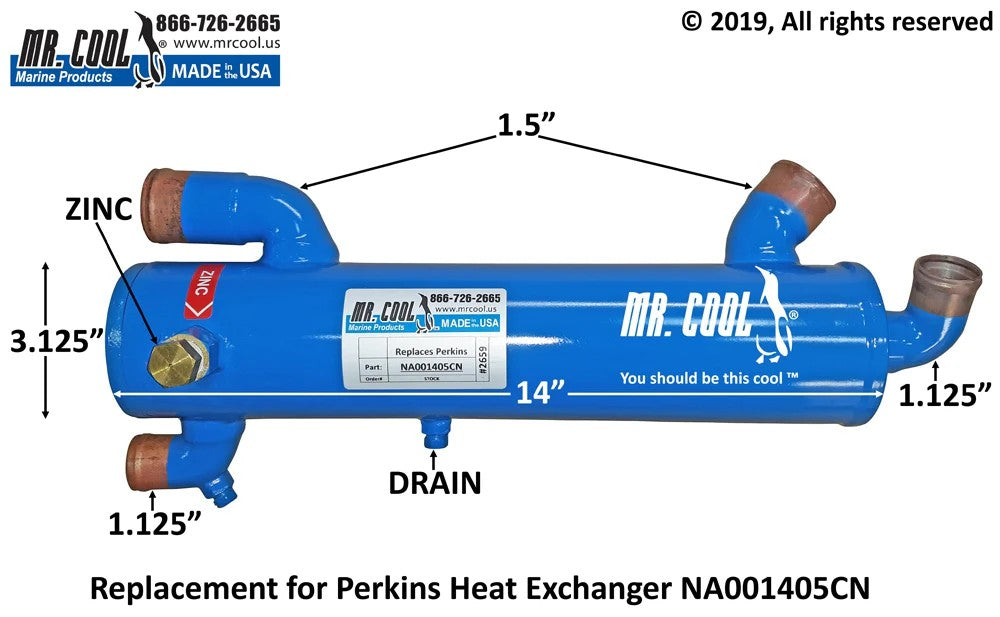NA001405CN Aftermarket Perkins 4.236 Heat Exchanger | Sawley's Select Marine Parts