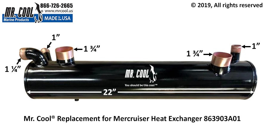 863903A01 Aftermarket Mercruiser V8 Big Block 8.1L 496 MAG Heat Exchanger | Sawley's Select Marine Parts