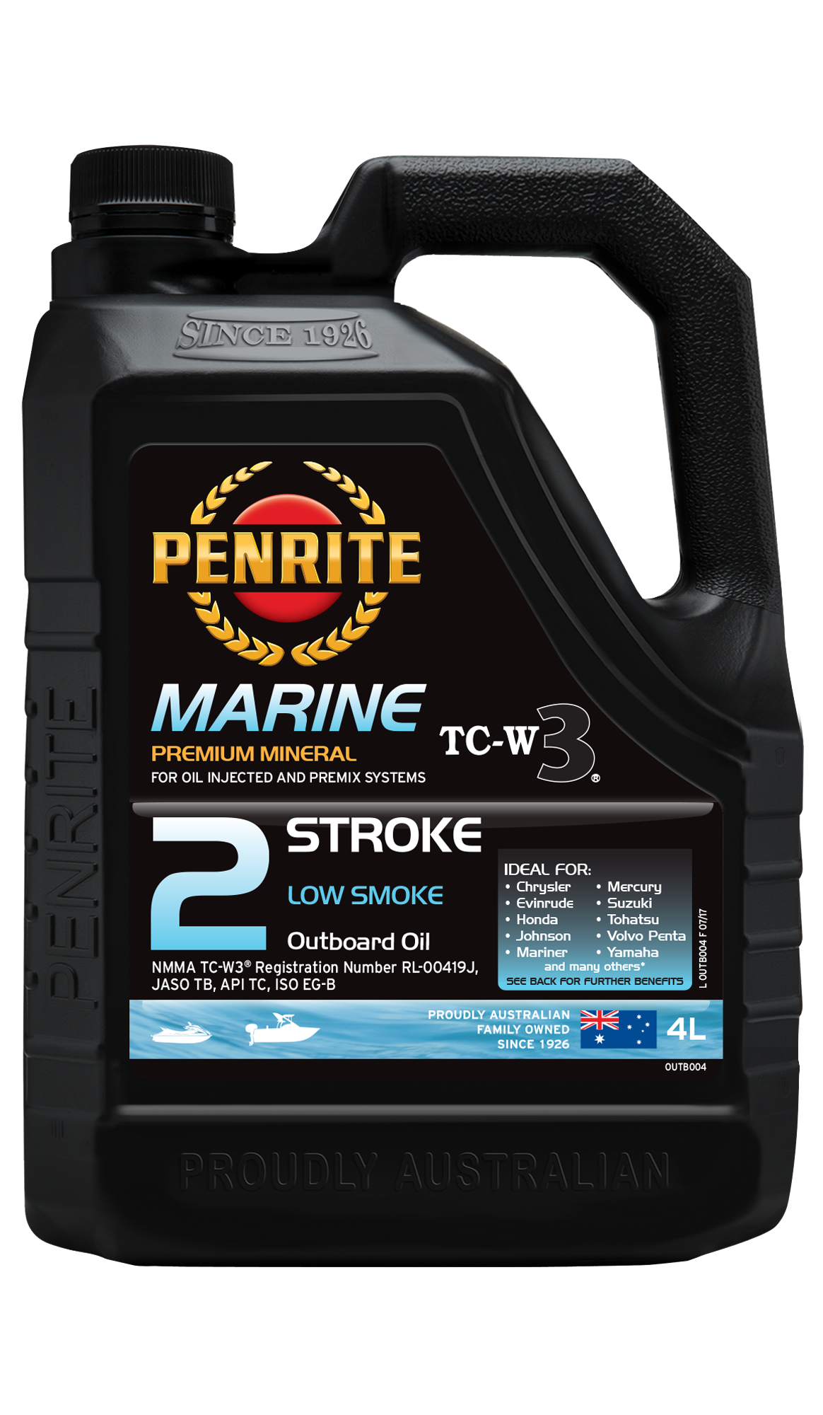 OUTB004 Penrite Marine Outboard 2-Stroke Oil (Semi Synthetic) 4L | Genuine Penrite Lubricants