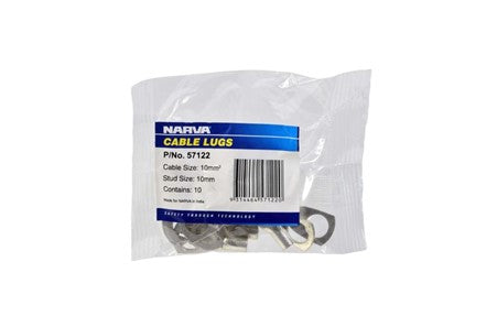 57122 Narva 10MM2 10MM Stud Flared Entry Cable Lug - 10 Pack | Genuine Narva Electrical