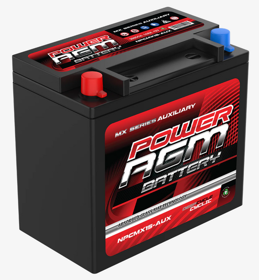 NPCMX15-AUX Power Crank 200 CCA 15 AH Battery | Power AGM MX Auxillary Series