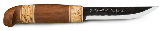 MA126010 Marttiini 11cm Carbon Steel Kierinki Knife (Curly Birch Handle with Leather Sheath) | Fishing & Outdoor Knife