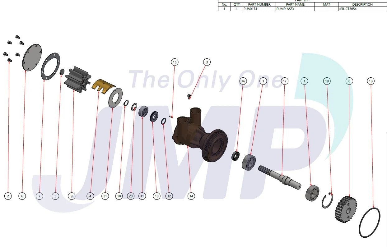 JPR-CT3054 CATERPILLAR 3054, 3056 Perkins M92B Seawater Pump Replacement JMP JPR-CT3054
