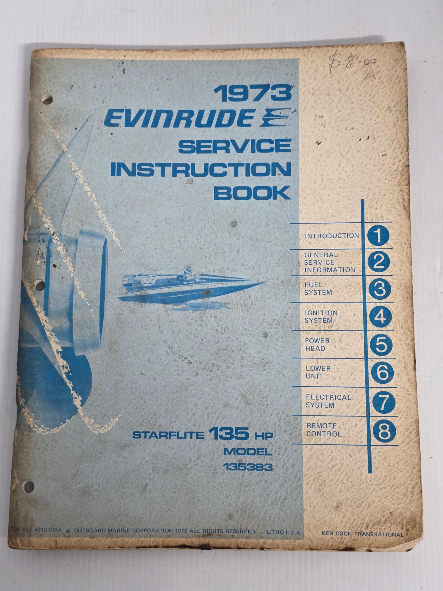 1973 Evinrude Starflite 135HP Service Manual | Genuine Used Manual