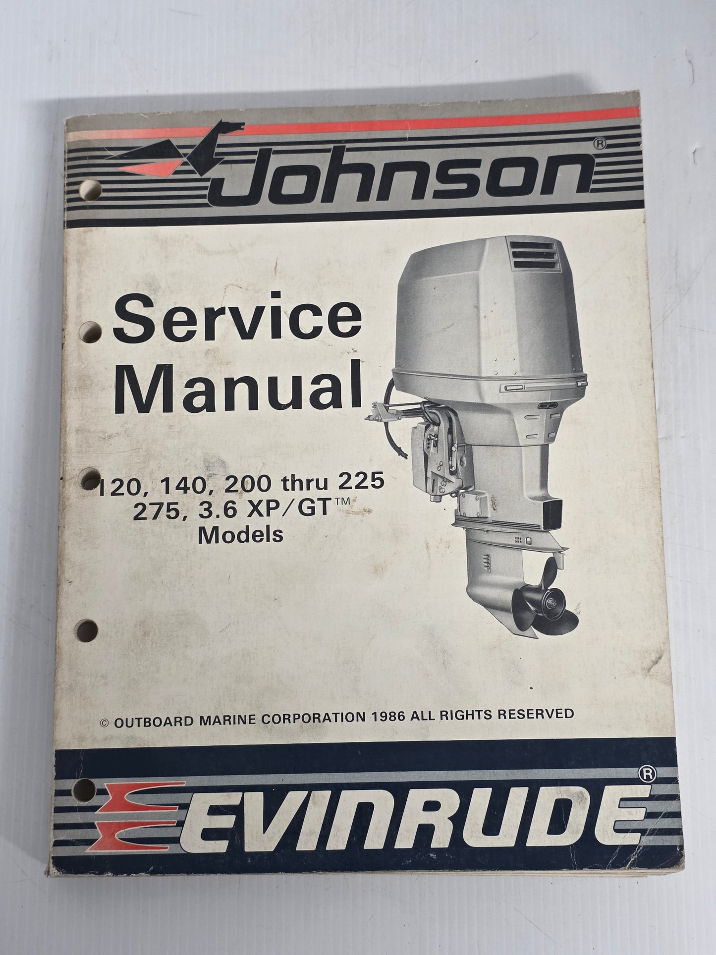1986 Johnson CU 120, 140, 200 through 276, 3.6 XP/GTModels Service Manual | Genuine Used Manual