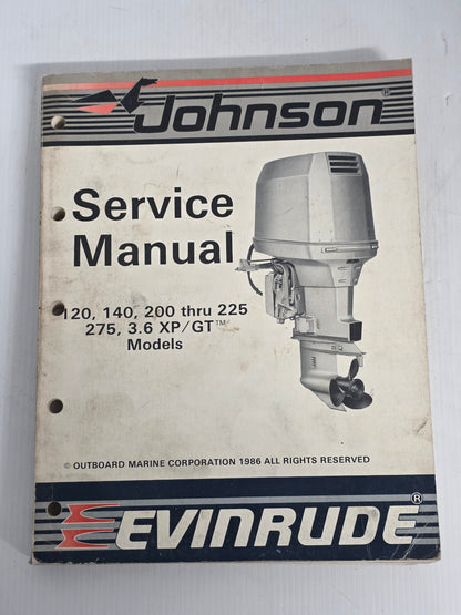 1986 Johnson CU 120, 140, 200 through 276, 3.6 XP/GTModels Service Manual | Genuine Used Manual