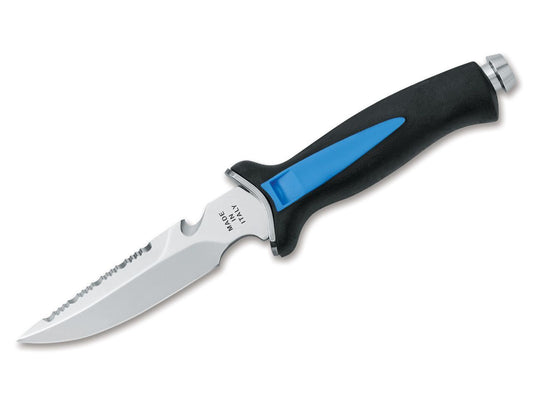 MAQUATYS - Maserin MAQUATYS - 12cm Stainless Steel Aquatys Diving Knife (Black & Blue Plastic Handle and Sheath) | Fishing & Outdoor Knife