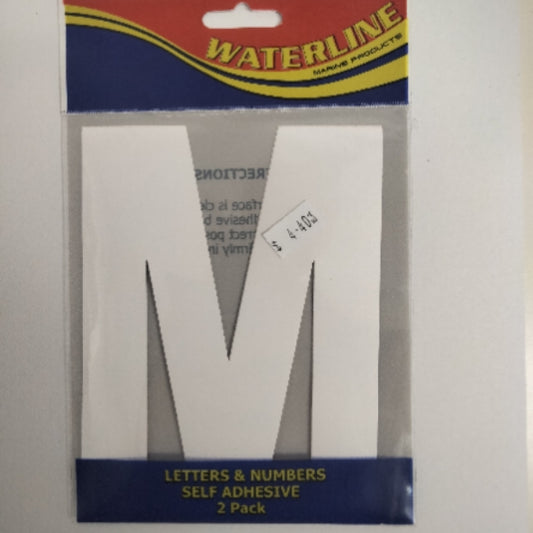54725M Boat Letter M White 6" Pack of 2 | Vessel Identification Stickers