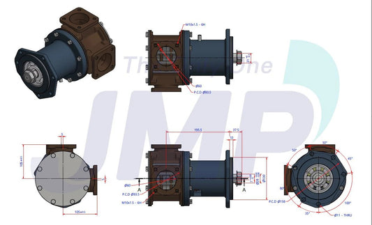 JPR-MD65LF2 Aftermarket Mitsubishi S6R/S6R2 Camless Seawater Pump 37553-28100 | Sawley's Select Marine Parts