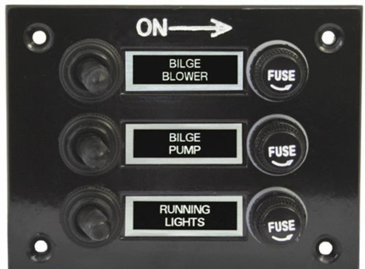 700180 Panel Switch 3 Gang Black