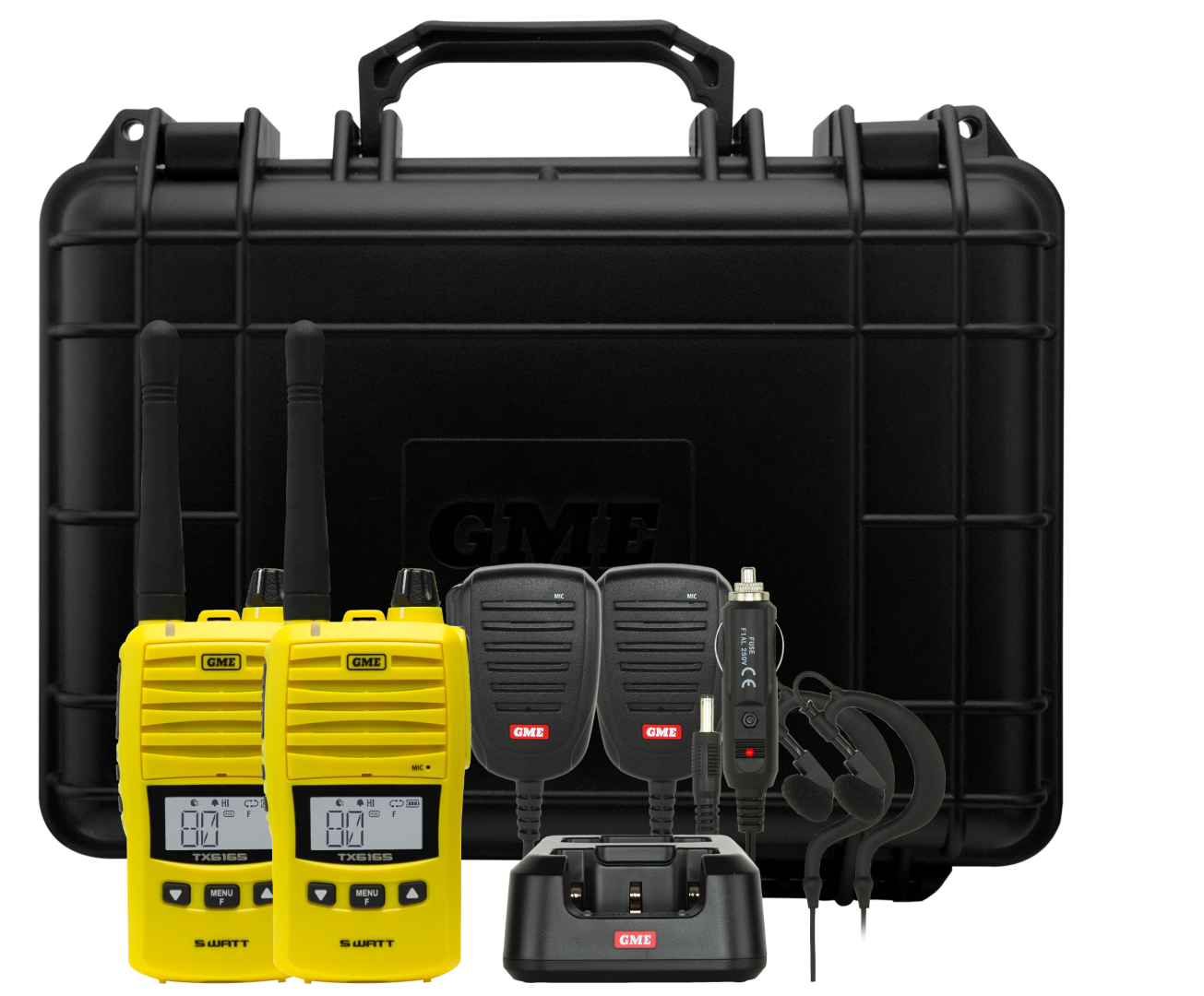 TX6165YTP 5/1 Watt UHF CB Handheld Radio including Accessories - Twin Pack - Yellow | Genuine GME Electronics