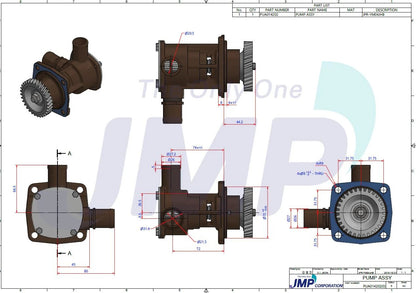 JPR-YM04JHB Yanmar 3JH4E, 3JH5E, 4JH5E Seawater Pump 129271-42502 Replacement JPR-YM04JHB