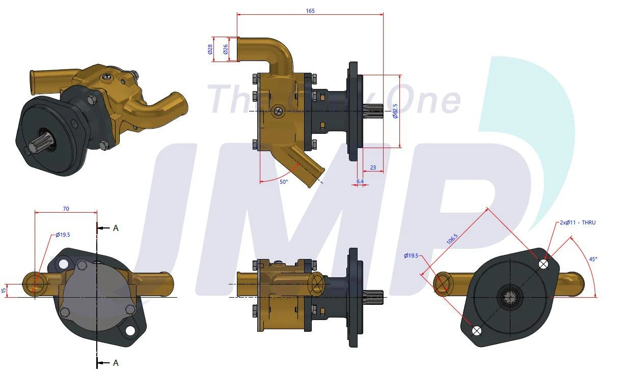 JPR-ON7312 Onan MDKDS Sherwood G-1012 (G1009) Seawater Pump Replacement JPR-ON7312
