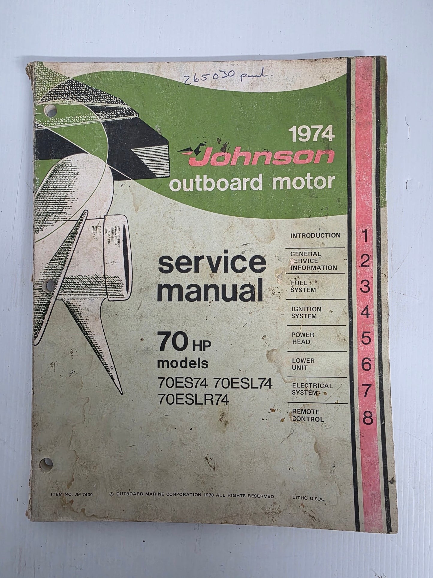 1974 Johnson 70HP Service Manual | Genuine Used Manual