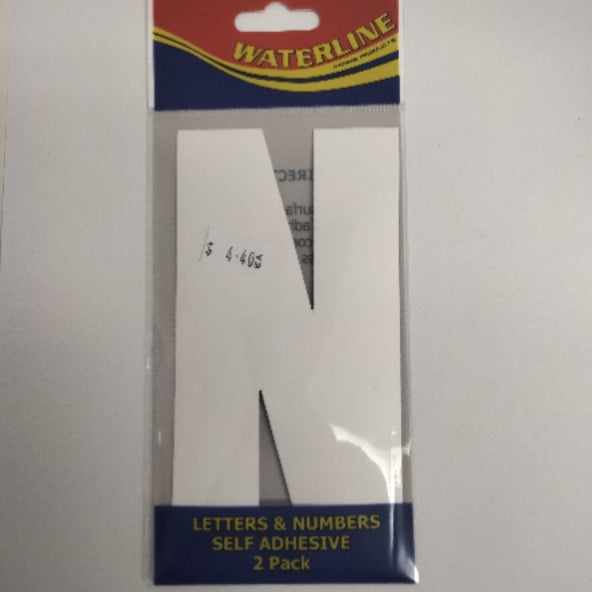 54725N Boat Letter N White 6" Pack of 2 | Vessel Identification Stickers