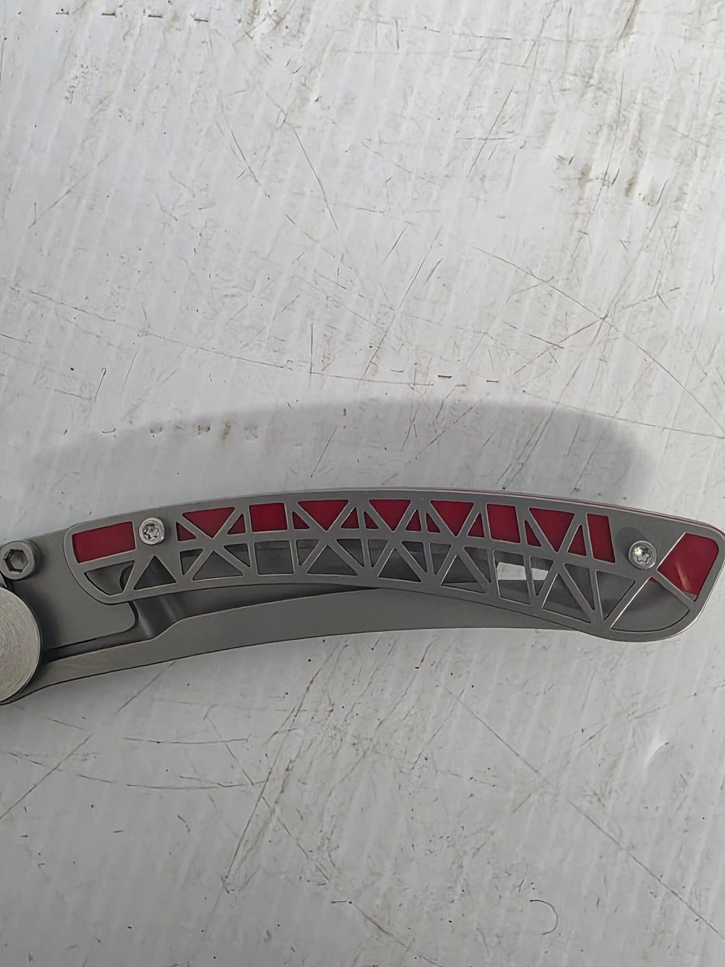 CD.142.96 Claude Dozorme  9cm Eiffel Series Stainless Steel Pocket Knife (Liner Lock, Red Handle)