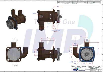 JPR-YM04JHA Yanmar 3JH3E, 4JH3E,/TE, -DTE and 4JH4-TE Seawater Pump 129670-42513 Replacement JPR-YM04JHA