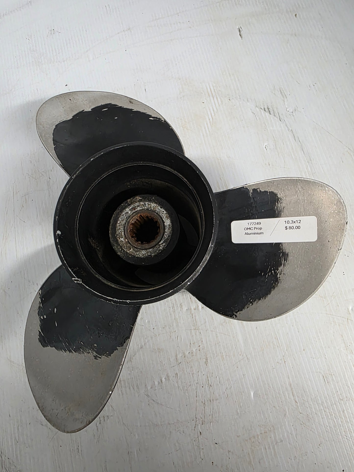 0177249 0765050 Evinrude/Johnson 10 1/2 x 12 Aluminium Propeller – 14 Spline | Genuine Used Part