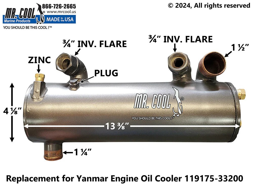 119175-33200 Aftermarket Yanmar Engine Oil Cooler | Sawley's Select Marine Parts