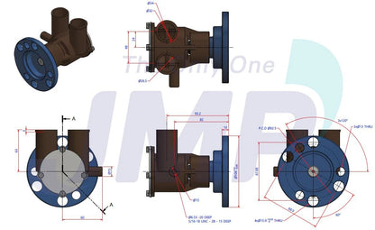 JPR-CP25UH JMP Marine Seawater Pump V6 & V8 Gas Engine Small & Big Block JPR-CP25UH
