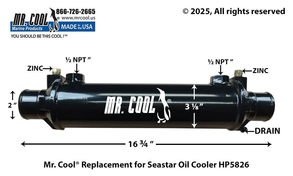 HP5826 Aftermarket SeaStar Power Steering Oil Cooler 1/2 in Oil | Sawley's Select Marine Parts