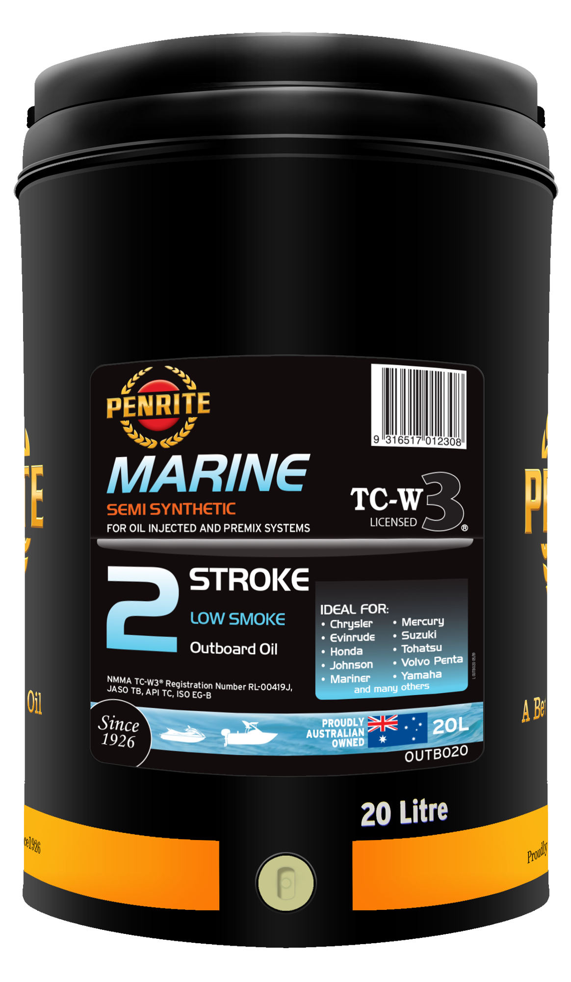 OUTB020 Penrite Marine Outboard 2-Stroke Oil (Semi Synthetic) 20L | Genuine Penrite Lubricants