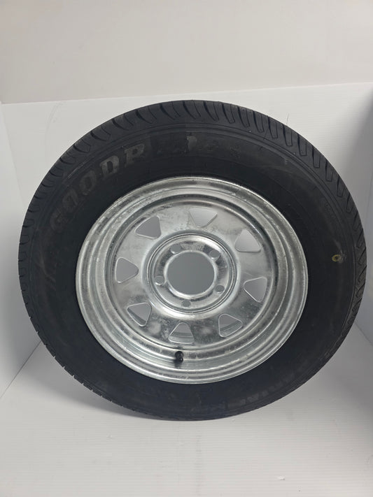 1469 Dunbier 13" x 165/70R Radial Tyre & Galvanized Spoke Wheel