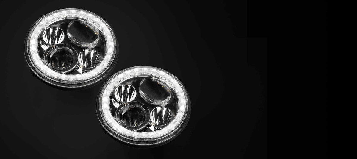 LEDMOTO-IRIS-7-PAIR Iris 7 Inch LED Headlight - Chrome (Pair) | Genuine STEDI Product