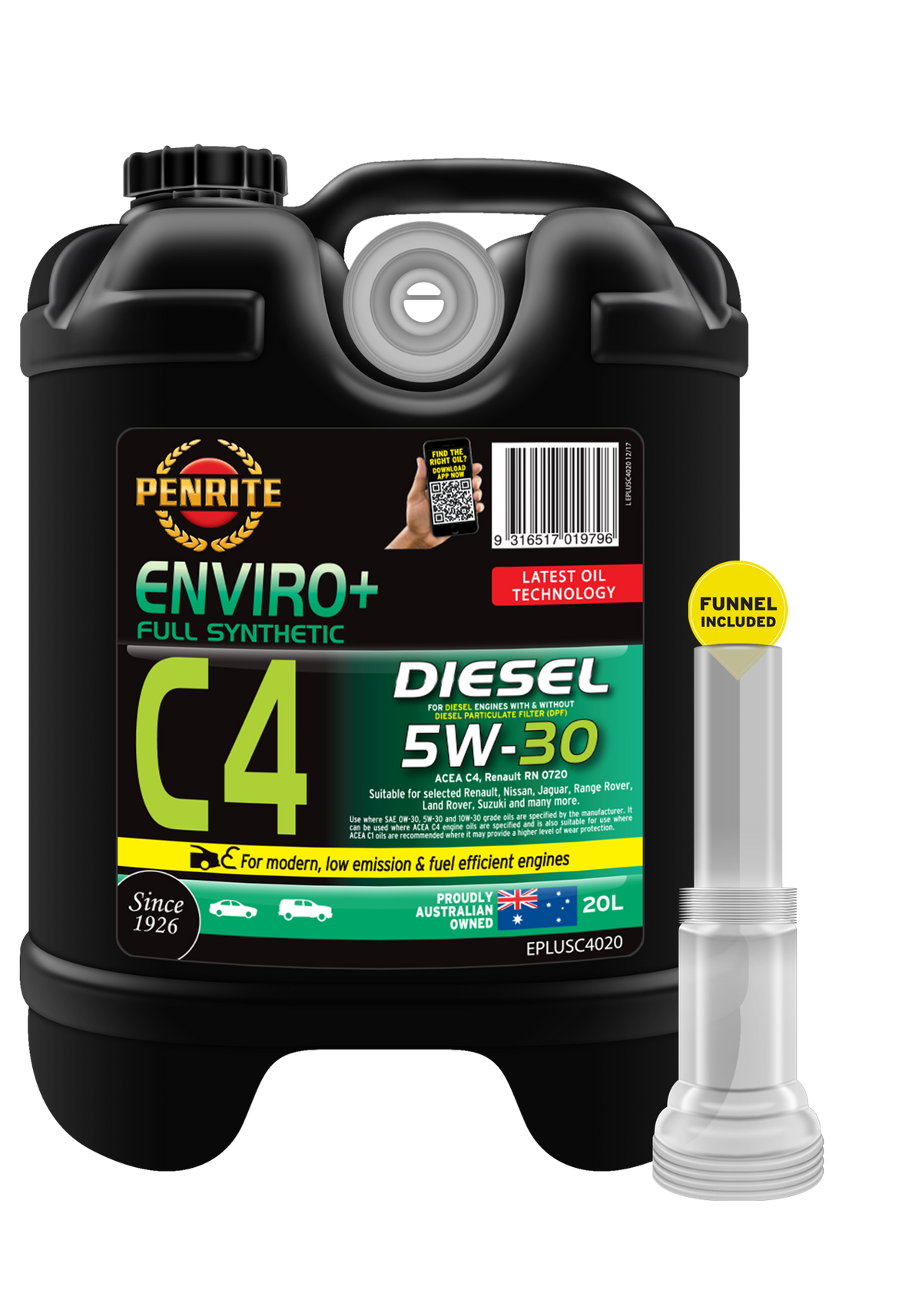 EPLUSC4020 Penrite Enviro+ C4 5W30 Full Synthetic 20L | Genuine Penrite Lubricants
