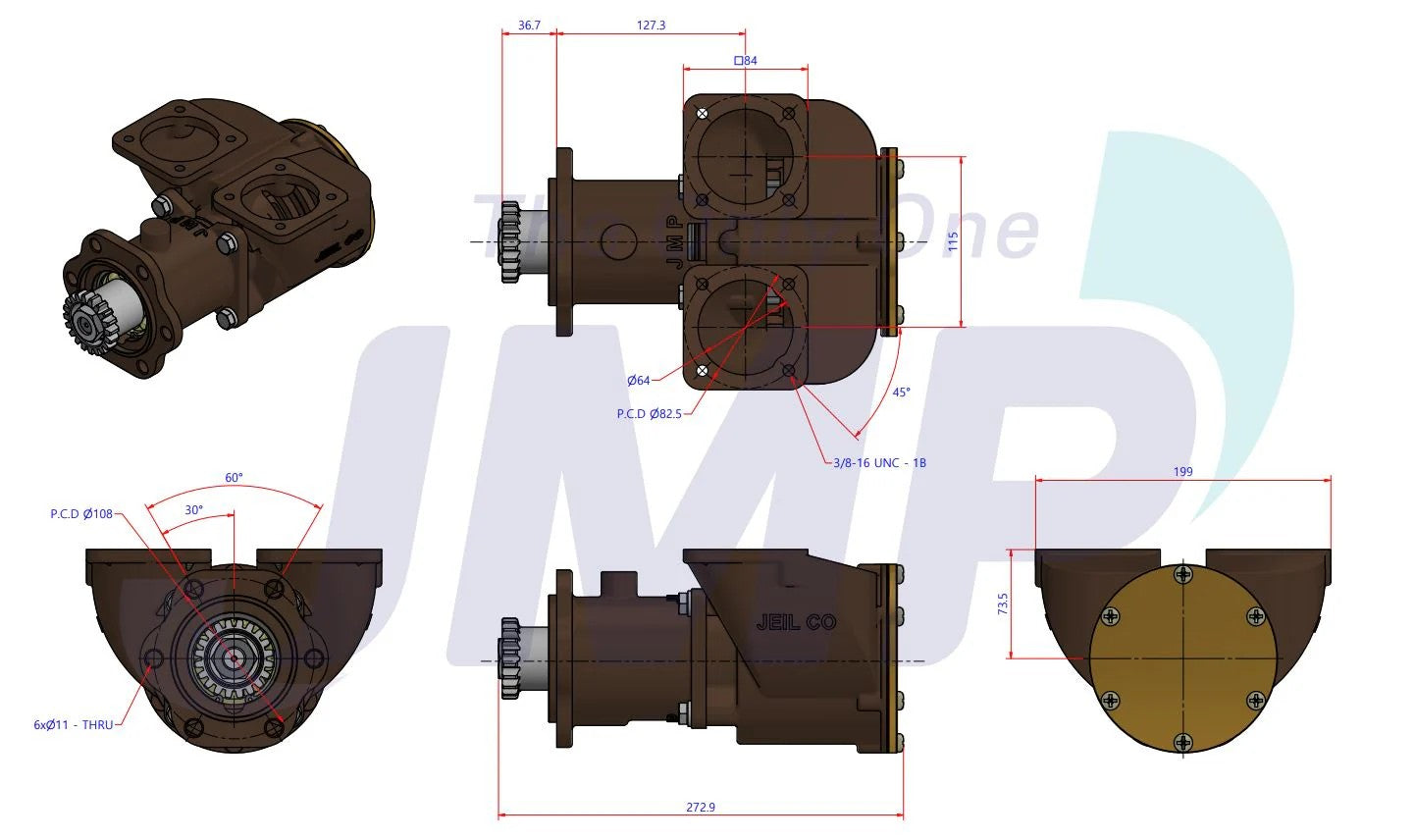 JPR-G6300 Detroit Diesel 8V92TA & 16V92TA Seawater Pump Replacement G6300