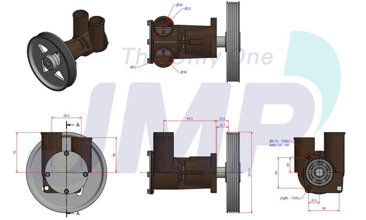 JPR-VP0030DA Aftermarket Volvo Penta D3 A-C Seawater Pump 21141637 | Sawley's Select Marine Parts