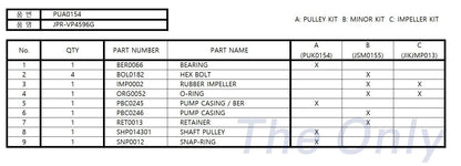 JPR-VP4596G Volvo Penta 4.3, 5.0, 5.7 GL Seawater Pump 21214596 Replacement