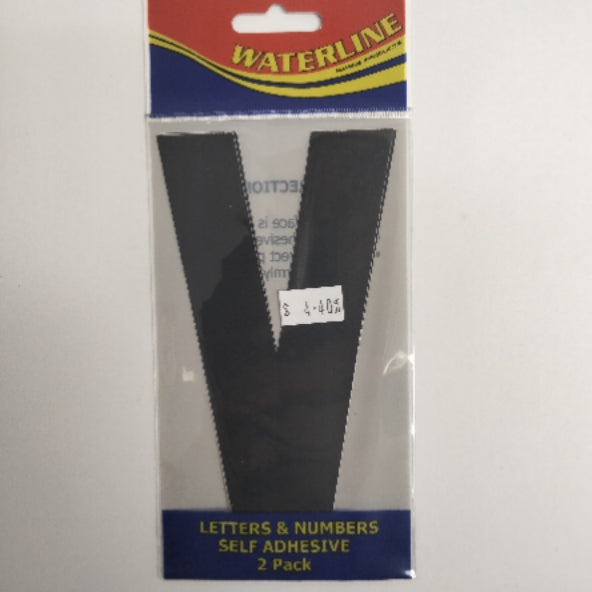 54721V Boat Letter V Black 6" Pack of 2 | Vessel Identification Stickers