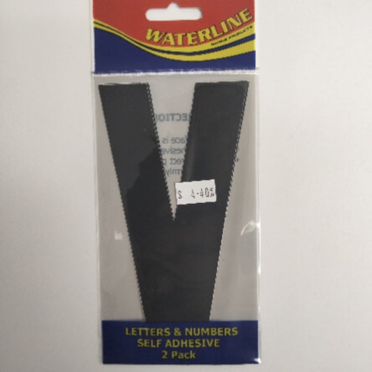 54721V Boat Letter V Black 6" Pack of 2 | Vessel Identification Stickers
