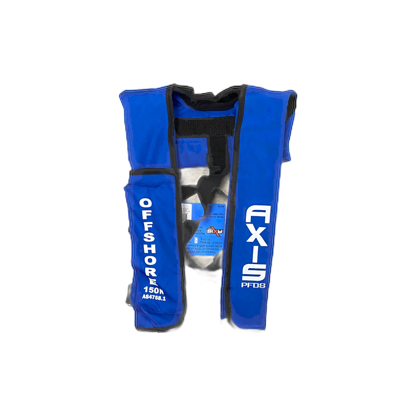 600127 Axis Inflatable PFD - "Offshore 150" - Manual, Blue | Marine Safety Gear