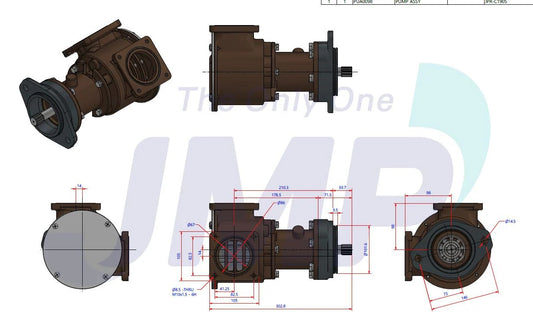 JPR-C1905 Aftermarket Cummins KTA19/QSK19 Seawater Pump 3866609 | Sawley's Select Marine Parts