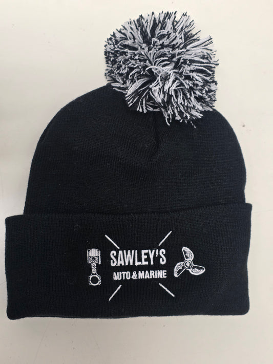 Beanies with Pom Pom - Sawley's Auto & Marine - Black