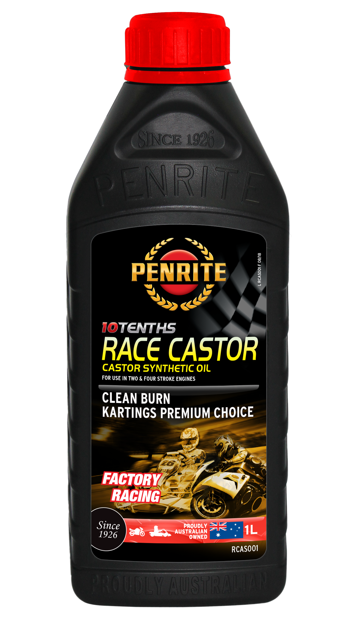 RCAS001 Penrite 2-Stroke 10 Tenths 20W40 Race Castor Engine Oil 1L | Genuine Penrite Lubricants